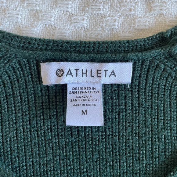 Athleta Forest Green V-Neck Sweater - Picture 2 of 2